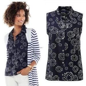 Cabi Dandelion Wish Sleeveless Blouse Navy Blue